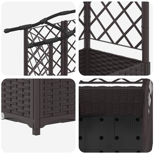 Grote foto vidaxl verhoogd bed met trellis en dak bruin 204 x 40 x 138 cm pp tuin en terras overige tuin en terras