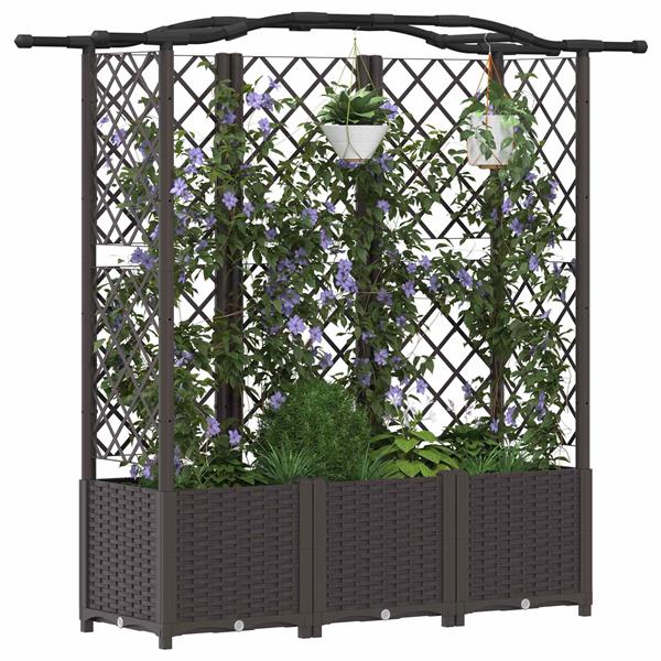 Grote foto vidaxl verhoogd bed met trellis en dak bruin 163 x 40 x 138 cm pp tuin en terras overige tuin en terras