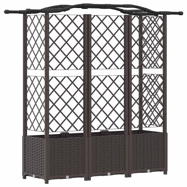 Grote foto vidaxl verhoogd bed met trellis en dak bruin 163 x 40 x 138 cm pp tuin en terras overige tuin en terras