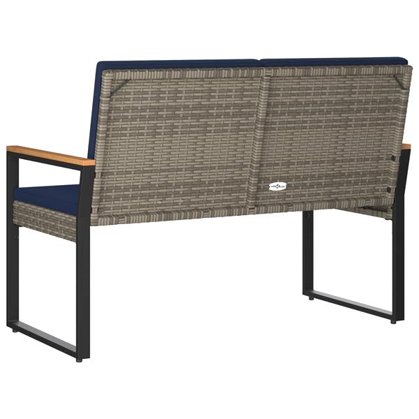 Grote foto vidaxl tuinbank grijs en marineblauw 107 x 61 x 80 cm poly rattan tuin en terras tuinmeubelen