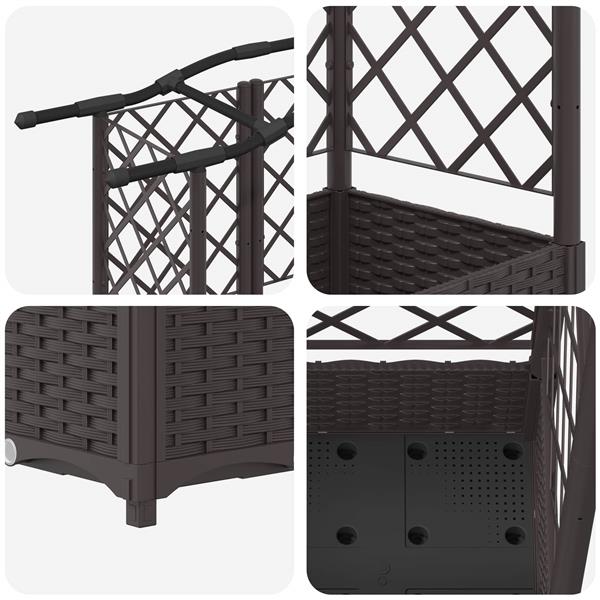 Grote foto vidaxl verhoogd bed met trellis en dak bruin 163 x 40 x 126 cm pp tuin en terras overige tuin en terras