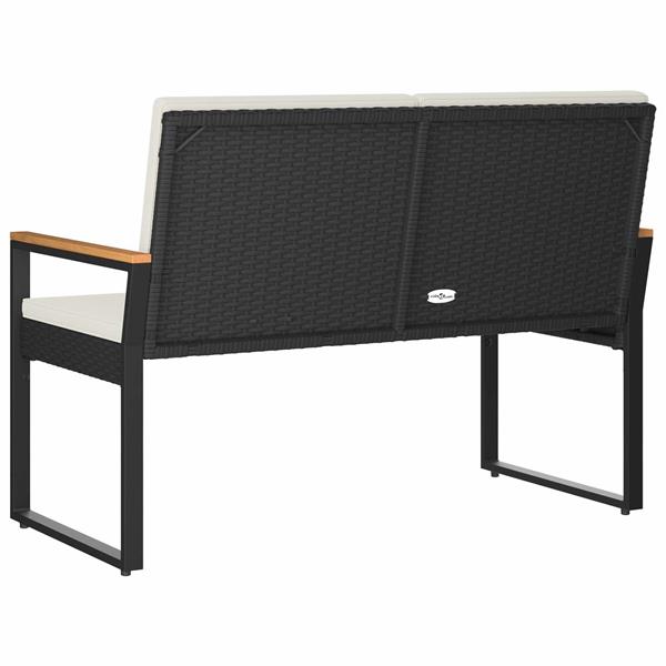 Grote foto vidaxl tuinbank zwart en cream wit 107 x 61 x 80 cm poly rattan tuin en terras tuinmeubelen