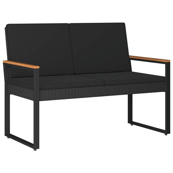 Grote foto vidaxl tuinbank met kussen zwart 107 x 61 x 80 cm poly rattan tuin en terras tuinmeubelen