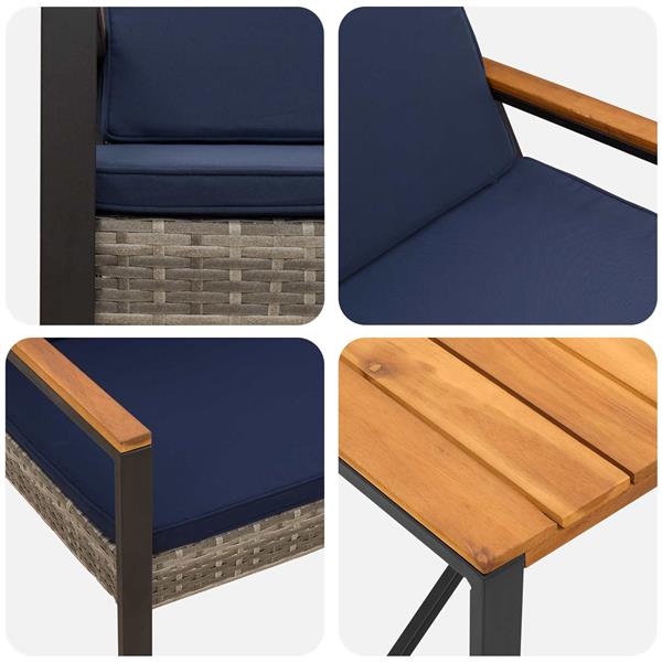 Grote foto vidaxl buitenmeubelset 3 pcs grijs en marineblauw poly rattan tuin en terras tuinmeubelen