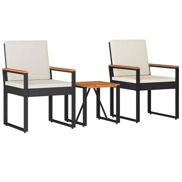 Grote foto vidaxl buitenmeubelset met kussen 3 pcs zwart en cream wit poly rattan tuin en terras tuinmeubelen