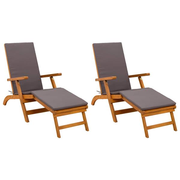 Grote foto vidaxl ligstoelkentingen en opvouwbare zonnebader 2 pcs grijs tuin en terras tuinmeubelen