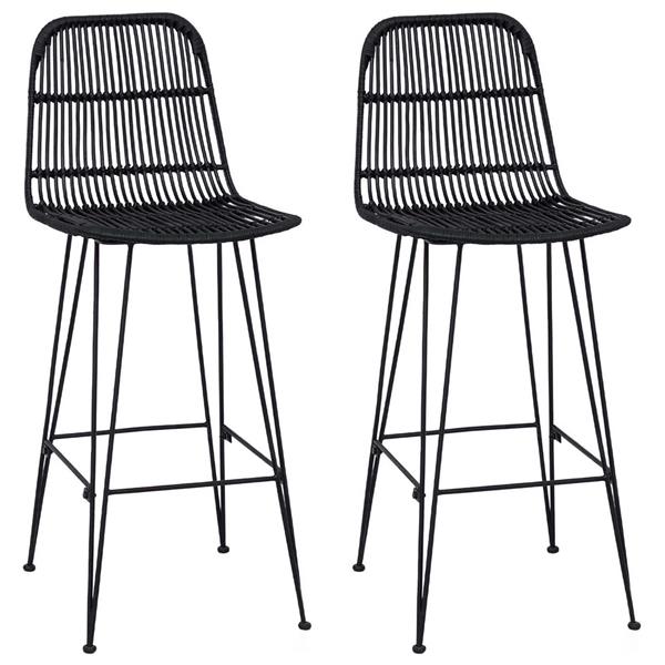 Grote foto vidaxl barkruk 2 pcs zwart 44 x 55 x 109 cm rattan en staal huis en inrichting krukken en barkrukken