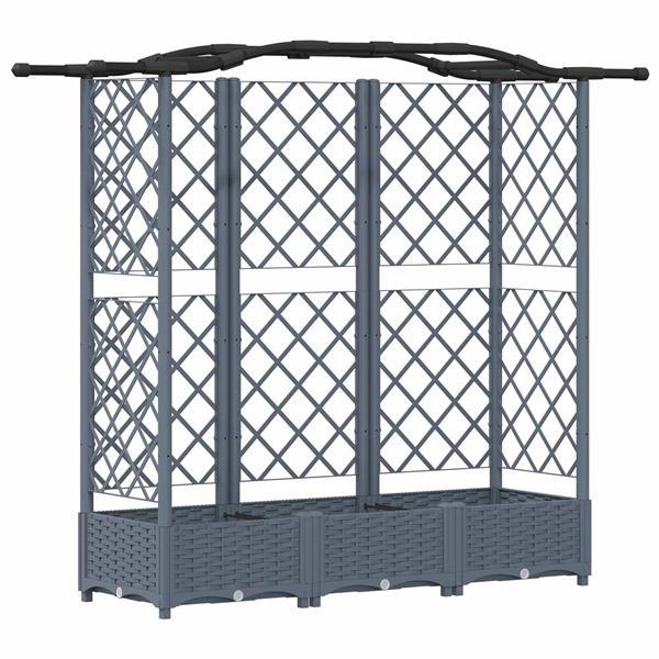 Grote foto vidaxl verhoogd bed met trellis en dak lichtgrijs 163 x 40 x 123 cm pp tuin en terras overige tuin en terras
