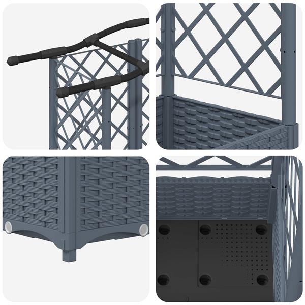 Grote foto vidaxl verhoogd bed met trellis en dak lichtgrijs 163 x 40 x 123 cm pp tuin en terras overige tuin en terras