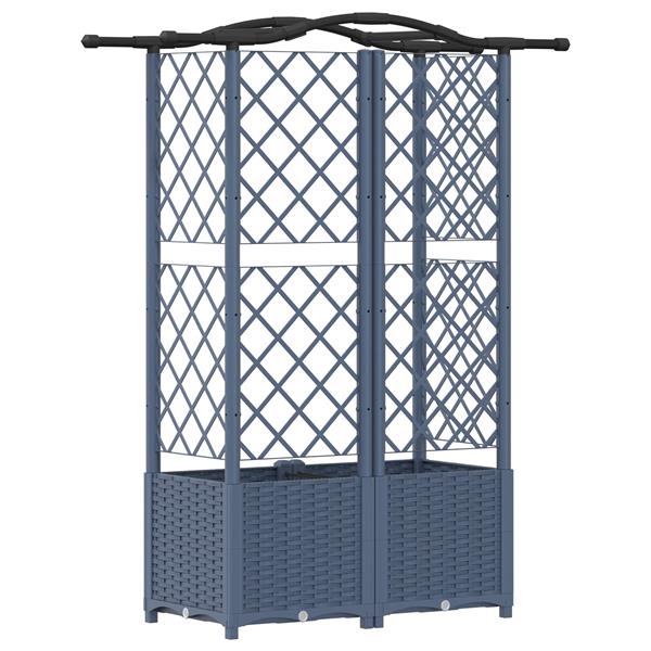 Grote foto vidaxl verhoogd bed met trellis en dak grijs 122 x 40 x 138 cm pp tuin en terras overige tuin en terras