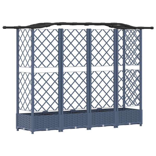 Grote foto vidaxl verhoogd bed met trellis en dak grijs 203 5 x 40 x 123 cm pp tuin en terras overige tuin en terras