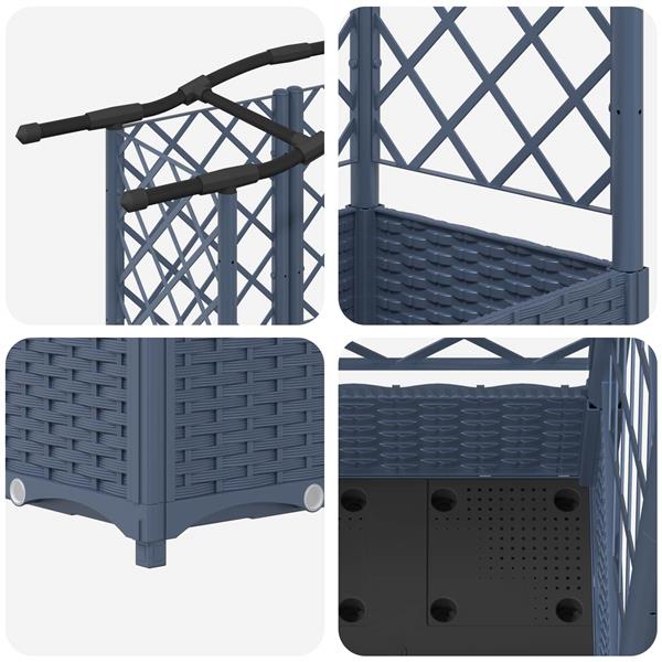 Grote foto vidaxl verhoogd bed met trellis en dak grijs 203 5 x 40 x 123 cm pp tuin en terras overige tuin en terras