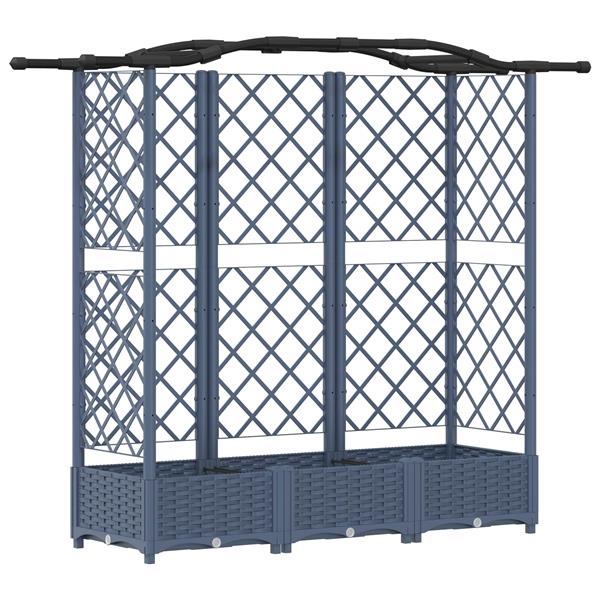 Grote foto vidaxl verhoogd bed met trellis en dak grijs 163 x 40 x 126 cm pp tuin en terras overige tuin en terras