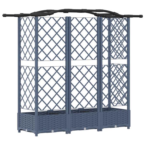 Grote foto vidaxl verhoogd bed met trellis en dak grijs 163 x 40 x 126 cm pp tuin en terras overige tuin en terras