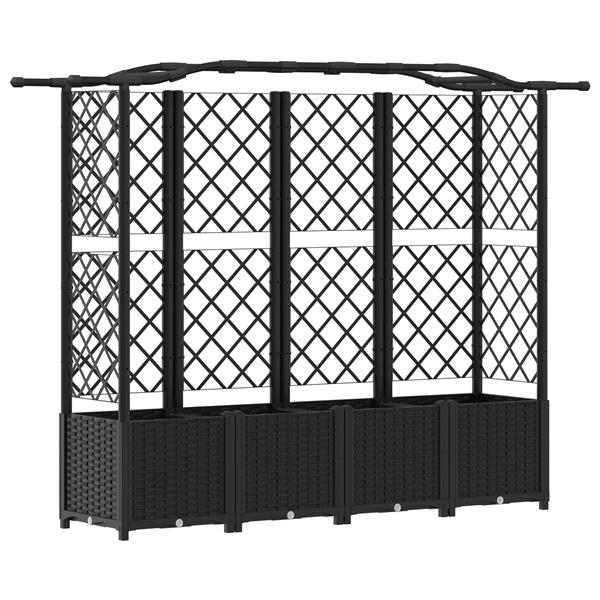 Grote foto vidaxl verhoogd bed met trellis en dak zwart 204 x 40 x 138 cm pp tuin en terras overige tuin en terras