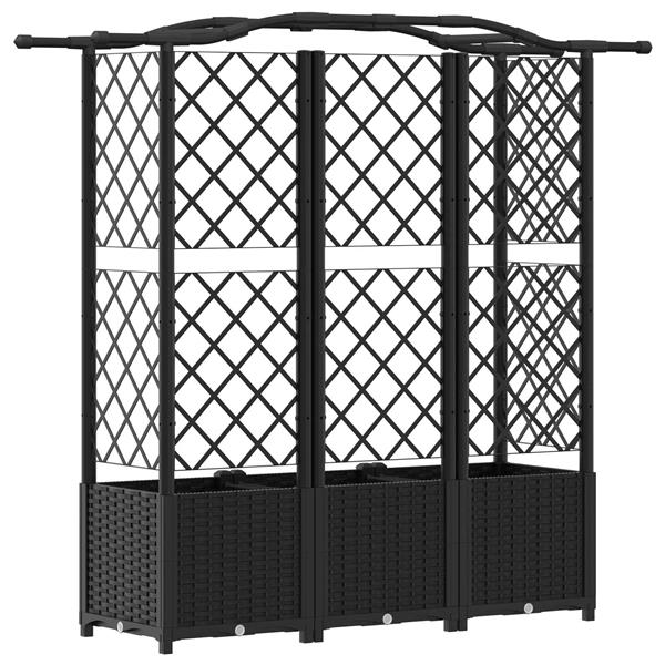 Grote foto vidaxl verhoogd bed met trellis en dak zwart 163 x 40 x 138 cm pp tuin en terras overige tuin en terras