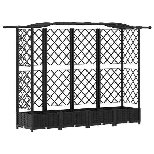 Grote foto vidaxl verhoogd bed met trellis en dak zwart 203 5 x 40 x 123 cm pp tuin en terras overige tuin en terras