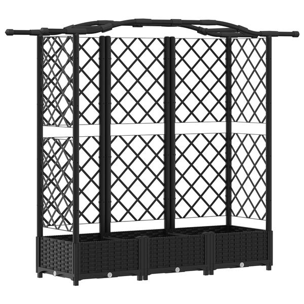 Grote foto vidaxl verhoogd bed met trellis en dak zwart 163 x 40 x 126 cm pp tuin en terras overige tuin en terras