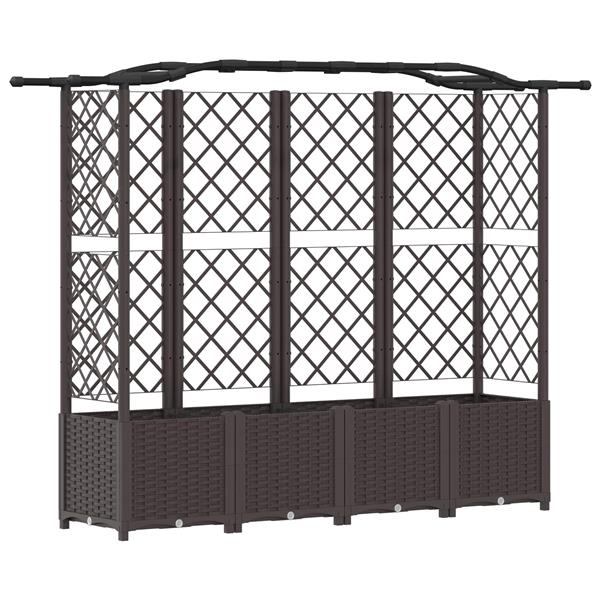 Grote foto vidaxl verhoogd bed met trellis en dak bruin 204 x 40 x 138 cm pp tuin en terras overige tuin en terras