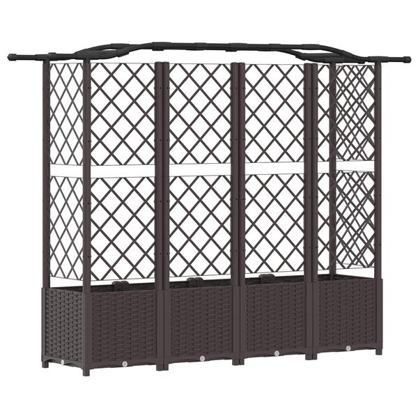 Grote foto vidaxl verhoogd bed met trellis en dak bruin 204 x 40 x 138 cm pp tuin en terras overige tuin en terras