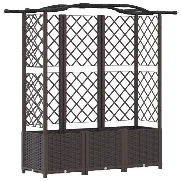 Grote foto vidaxl verhoogd bed met trellis en dak bruin 163 x 40 x 138 cm pp tuin en terras overige tuin en terras