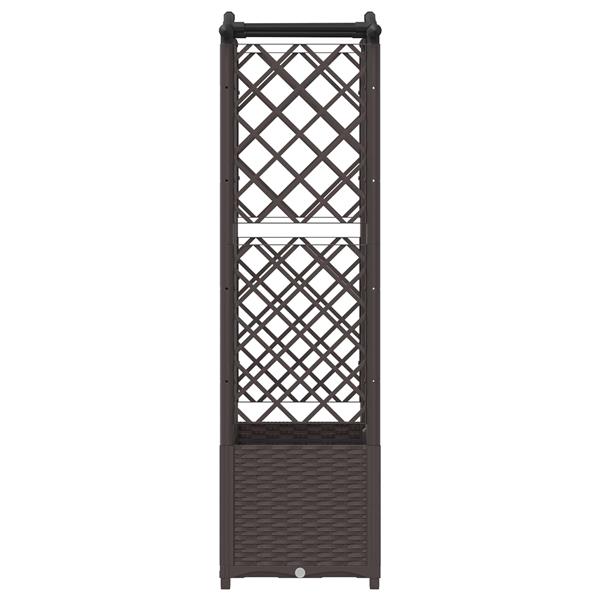 Grote foto vidaxl verhoogd bed met trellis en dak bruin 122 x 40 x 141 cm pp tuin en terras overige tuin en terras