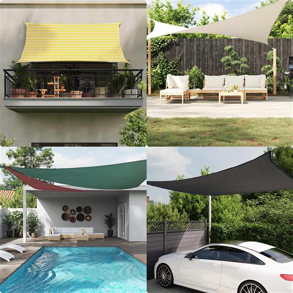 Grote foto vidaxl zonneschaduwzeil geel en wit 6 x 6 m 100 polyester oxford tuin en terras overige tuin en terras