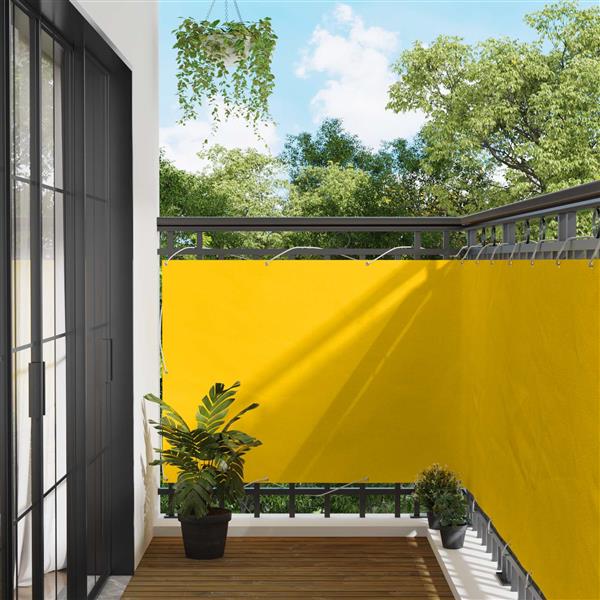 Grote foto vidaxl balkon scherm geel 110 x 1000 cm oxford stof tuin en terras overige tuin en terras