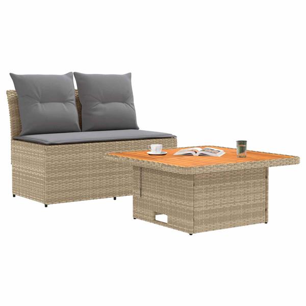 Grote foto vidaxl 2 stuk tuin middelste sofa met uitschuiftafel poly rattan tuin en terras tuinmeubelen