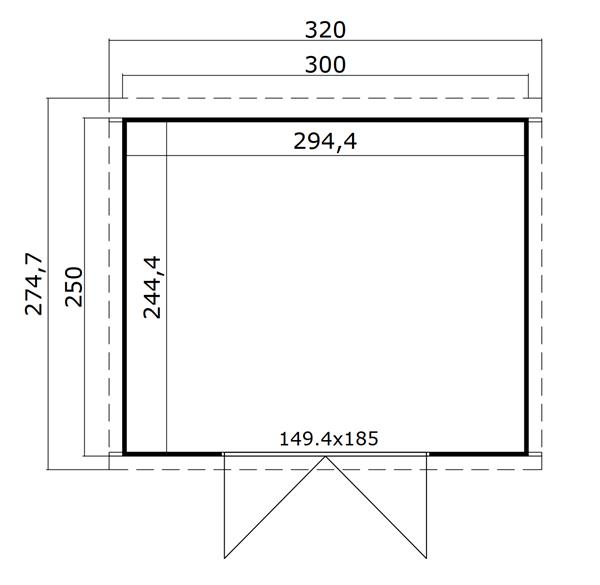 Grote foto blokhut lotta 300x250 onbehandeld vuren tuin en terras tuinhuisjes en blokhutten