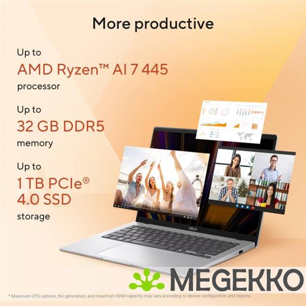 Grote foto asus vivobook 14 m1407ga ly012w 14 copilot pc amd ryzen ai 7 computers en software overige computers en software