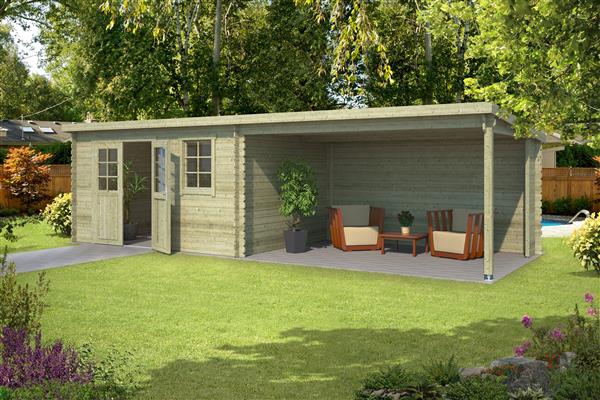 Grote foto blokhut met overkapping aida 760x275 vuren tuin en terras tuinhuisjes en blokhutten