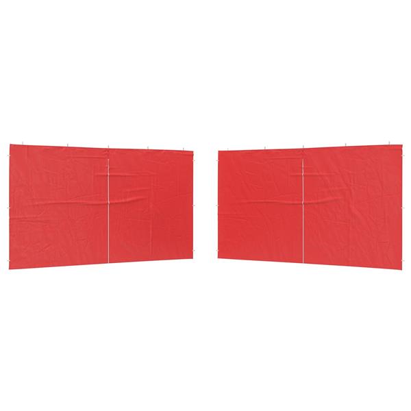Grote foto vidaxl party tent zijwand 2 pcs rood 400 x 195 cm pe en staal tuin en terras overige tuin en terras