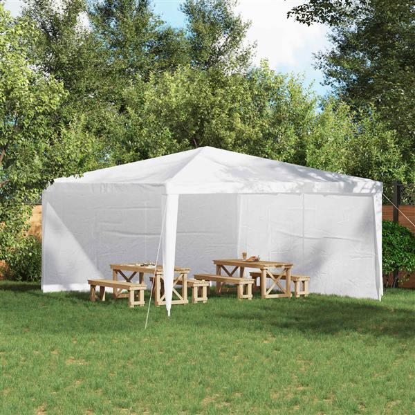 Grote foto vidaxl party tent zijwand 2 pcs wit 400 x 195 cm pe en staal tuin en terras overige tuin en terras