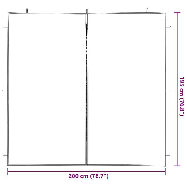 Grote foto vidaxl party tent zijwand 2 pcs rood 200 x 195 cm pe en staal tuin en terras overige tuin en terras