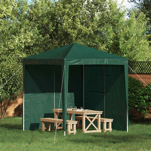 Grote foto vidaxl party tent zijwand 2 pcs groen 200 x 195 cm pe en staal tuin en terras overige tuin en terras
