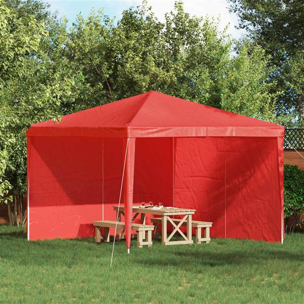 Grote foto vidaxl party tent zijwand 2 pcs rood 300 x 195 cm pe en staal tuin en terras overige tuin en terras