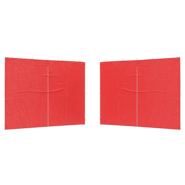 Grote foto vidaxl party tent zijwand 2 pcs rood 300 x 195 cm pe en staal tuin en terras overige tuin en terras