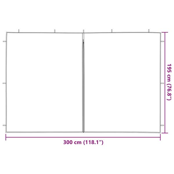 Grote foto vidaxl party tent zijwand 2 pcs rood 300 x 195 cm pe en staal tuin en terras overige tuin en terras