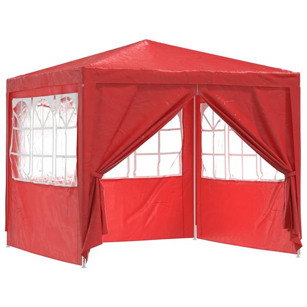 Grote foto vidaxl partytent rood 250 x 250 x 240 cm pe en staal tuin en terras overige tuin en terras