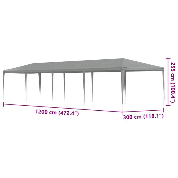 Grote foto vidaxl partytent lichtgrijs 1200 x 300 x 255 cm pe en staal tuin en terras overige tuin en terras