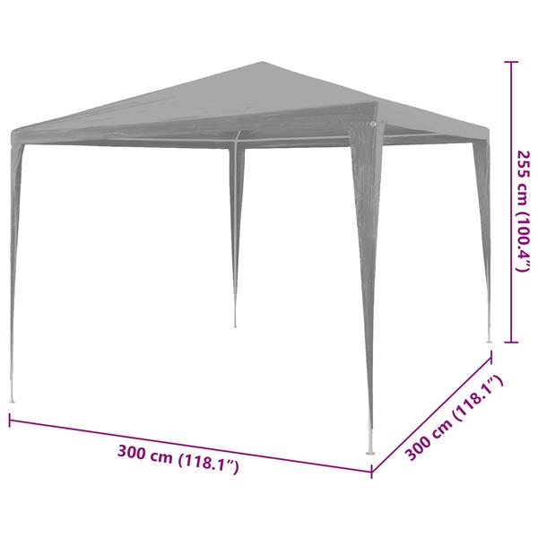 Grote foto vidaxl partytent lichtgrijs 300 x 300 x 255 cm pe en staal tuin en terras overige tuin en terras