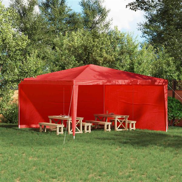 Grote foto vidaxl party tent zijwand 2 pcs rood 400 x 195 cm pe en staal tuin en terras overige tuin en terras