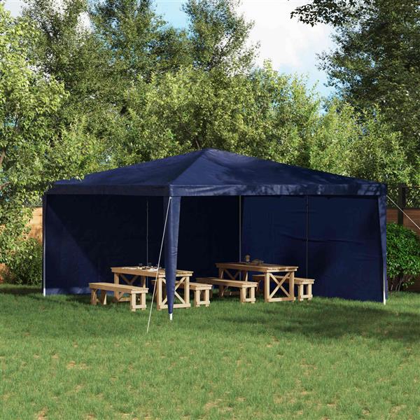 Grote foto vidaxl party tent zijwand 2 pcs blauw 400 x 195 cm pe en staal tuin en terras overige tuin en terras