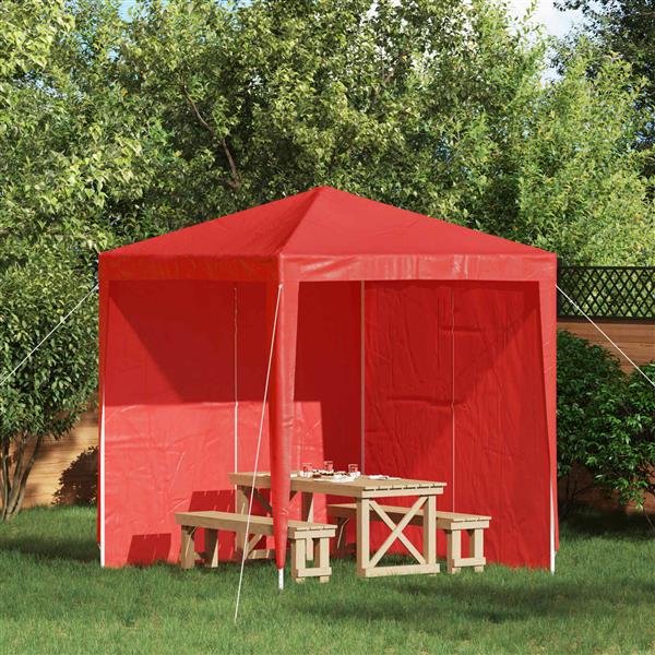 Grote foto vidaxl party tent zijwand 2 pcs rood 200 x 195 cm pe en staal tuin en terras overige tuin en terras
