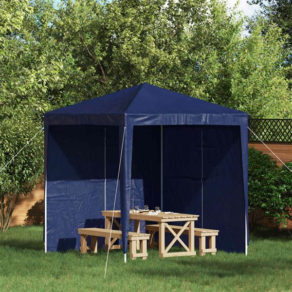 Grote foto vidaxl party tent zijwand 2 pcs blauw 200 x 195 cm pe en staal tuin en terras overige tuin en terras
