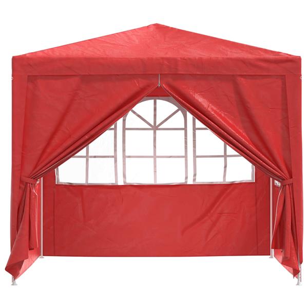 Grote foto vidaxl partytent rood 250 x 250 x 240 cm pe en staal tuin en terras overige tuin en terras