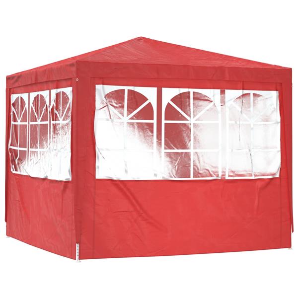 Grote foto vidaxl partytent rood 250 x 250 x 240 cm pe en staal tuin en terras overige tuin en terras