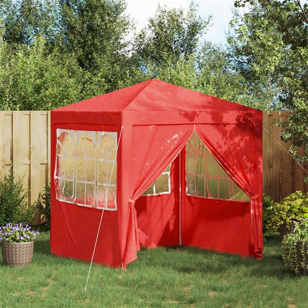 Grote foto vidaxl partytent rood 200 x 200 x 240 cm pe en staal tuin en terras overige tuin en terras