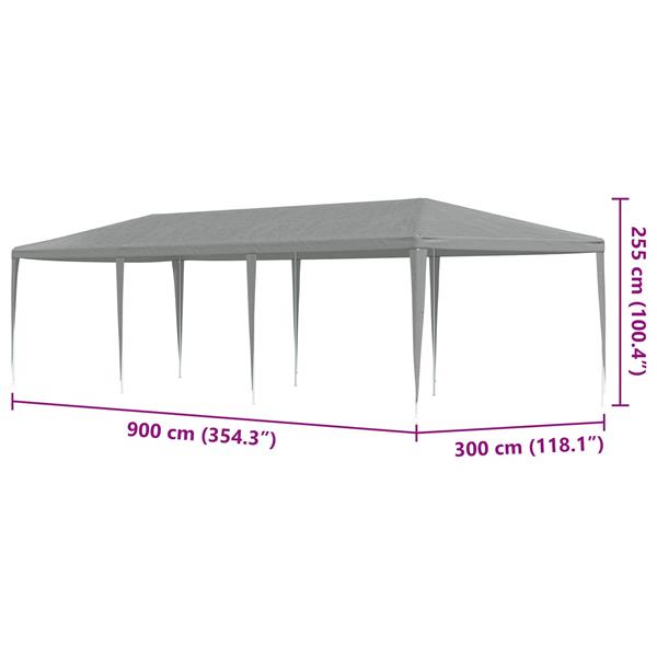Grote foto vidaxl partytent lichtgrijs 900 x 300 x 255 cm pe en staal tuin en terras overige tuin en terras